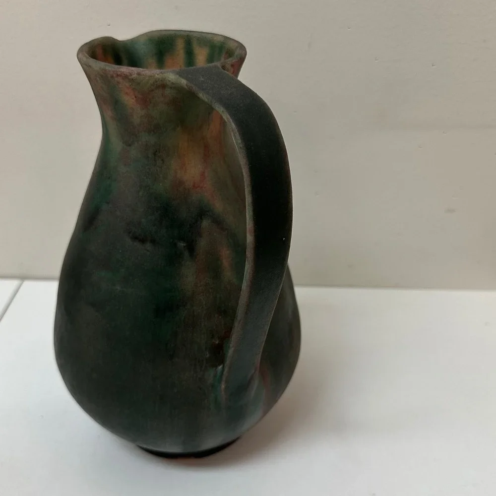 Jasba Keramik West German Art Pottery Ewer Pitcher Green Matte Glaze 1545B 10in